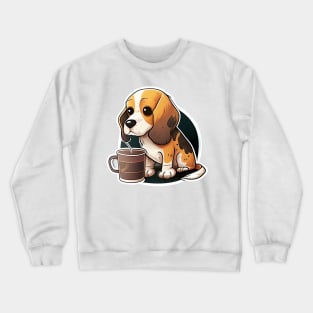 cute beagle coffee lover Crewneck Sweatshirt